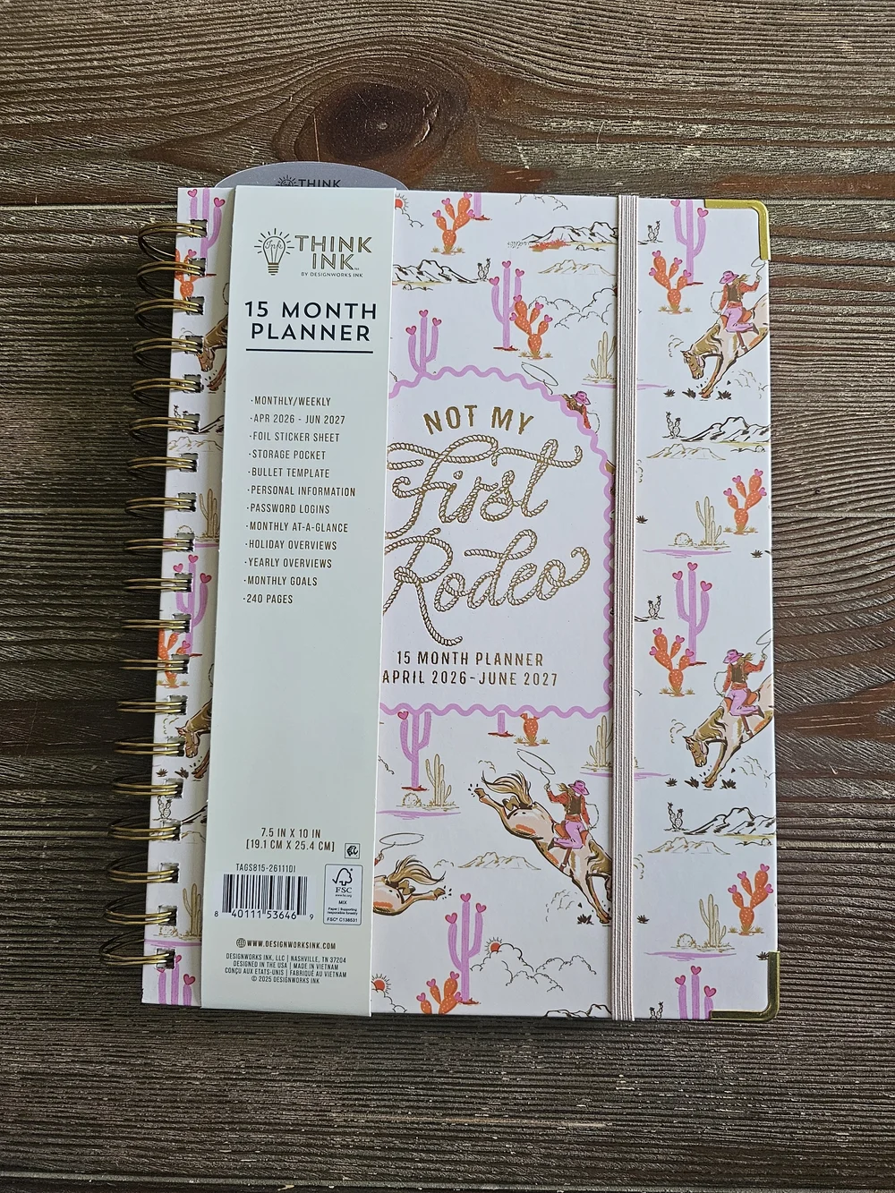Pink 'Not My First Rodeo' 15-Month Planner